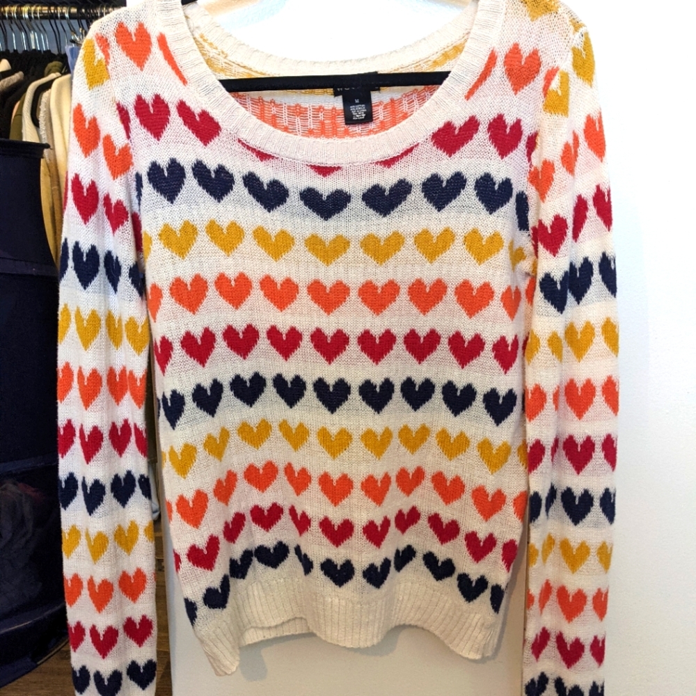 Colorful heart sweater
